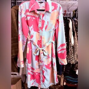 Daisy Fuentes Pink and Blue Abstract Dress